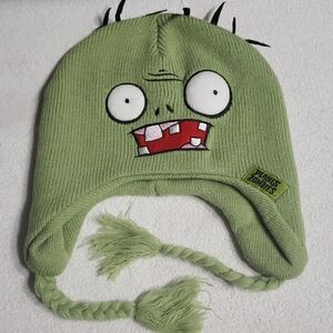 Plants VS Zombies 2015 PopCap Green Knit Hat Acrylic Beanie Tassels Video Game